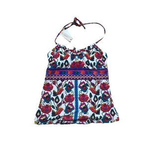 Nanette Lepore Tankini Top Donna XS Blu Floreale Halter Collo Foderato Nuoto - Foto 1 di 5