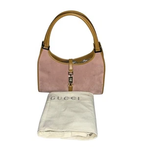 GUCCI Vintage Jackie Piston Hand Bag Purse Suede Leather Pink W/ Dust bag - Picture 1 of 15