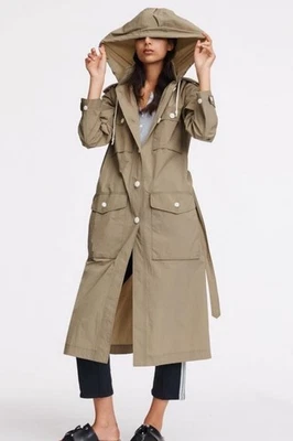 RAG & BONE Maude Rain Coat XXS Green Nylon Trench Coat Oversized Modern - Image 1 of 4