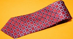 ERMENEGILDO ZEGNA MADE IN ITALY RED/BLACK/BLUE SQUARES MOTIF TIE - DESIGNER TIES - Picture 1 of 3