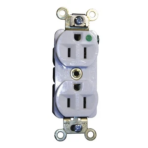 HUBBELL HBL8200ILW Recept,White,15 A,2P3W,Back; Side,1PK 2LBX3 - Picture 1 of 1