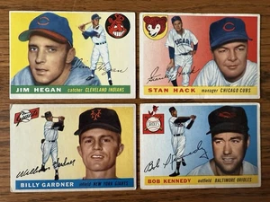1955 Topps Baseball Card Lot Of 4, Jim Hegan, Stan Hack, Bob Kennedy, Vgex - Picture 1 of 5