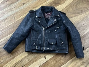 Giacca moto vintage LC Leather Club vera pelle adatta ai ragazzi taglia small 6-7 - Foto 1 di 20