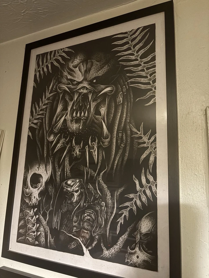 Seltenes Predator Movie Anniversary Edition Poster schwarz und grau (gerahmt) - Bild 1 von 3