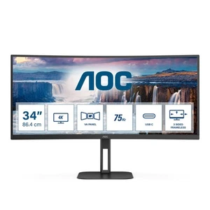 AOC 86,0cm (34 ") CU34V5C/BK 21:0 9 HDMI + Dp + Usb-C Curved (Courbé) au Détail - Photo 1/10