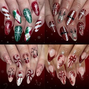 Elegant Press On Nail Snowman Snowflake Art 96Pieces Festive Manicure Set - Picture 1 of 8