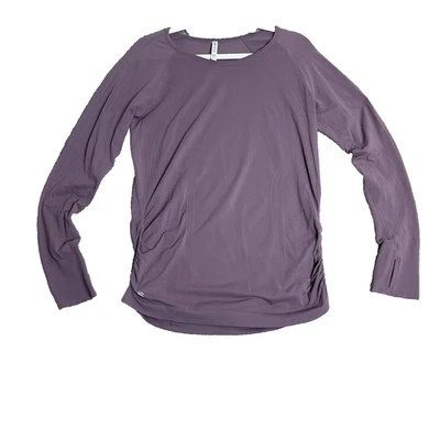 Camisa Athleta Mujer Manga Larga Top L Púrpura Acanalada Elastizada Ajuste Elegante Agujero para el Pulgar Foto 1 de 4