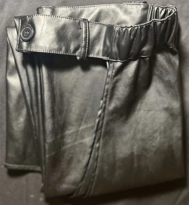 Men/Women Black FauxLeather Western Chap Waist Straight Leg Motorcycle Pants - Image 1 of 4