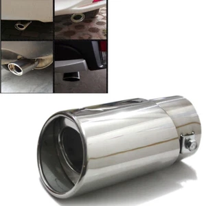 Car Exhaust Trim Tip Muffler Pipe Silver Chrome Tail Throat Pipe Accessories - Picture 1 of 12