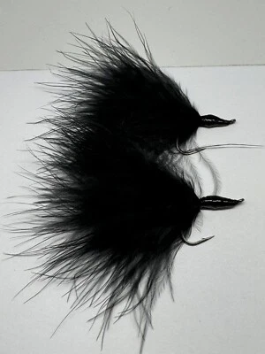 SPELER CUSTOM BAITS Marabou Drop Shot Hooks (2 Pack) Black, No. 1 Gamakatsu Hook.
