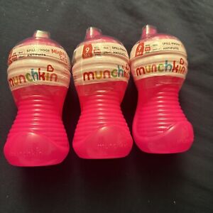 Munchkin Mighty Grip Spill Proof, Sippy Cup, 10 Ounces Pink Lot Of Three ￼