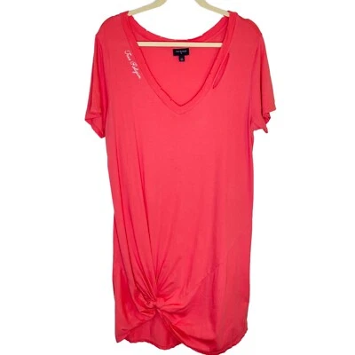True Religion Платье-футболка Distressed Coral Twist, L - Изображение 1 из 4