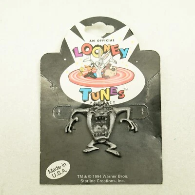 Looney Tunes Taz Devil Pin Badge 1994 Warner Bros Lapel Button - Image 1 of 4