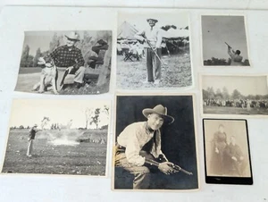 6 Antique Vintage Photos MARKSMEN MEN SHOOTING Rifle Gun Dog Skeet - Picture 1 of 9