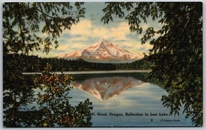 Vtg Oregon OR Mt Hood Reflection In Lost Lake Linen View Postcard - Picture 1 of 2