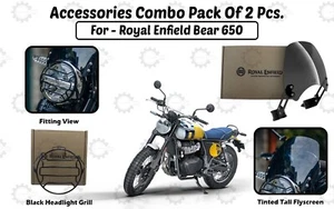 Headlight Grill & Tinted "Tall Flyscreen Combo For Royal Enfield Bear 650" - Bild 1 von 14