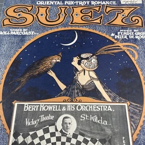 ORIGINAL VINTAGE RETRO Song Sheet Music Graphic Illustrated Art Cafe Mancave - Picture 1 of 3