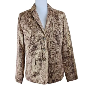 Chicos Women’s Snake Print 3 Button Long Sleeve Blazer Jacket, Size 1 (M) - Picture 1 of 8