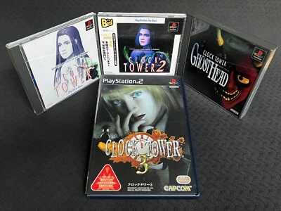 Lot of 4 Japanese CLOCK TOWER PS1 & PS2 Games - 1 (JP-only release), 2, GH & 3 - Image 1 of 4