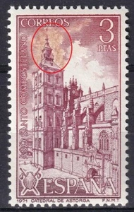 Spain 1971 Edifil 2067 VARIETY color stain (12) - Picture 1 of 1