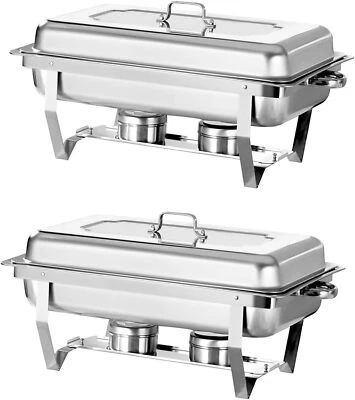 WILPREP 2-Pack 9L Chafer Chafing Dish Set Stainless Steel Bain Marie Food Warmer