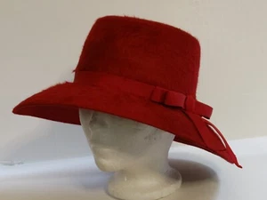 Vintage Merrimac roter Fischerhut Filz pelzig Damen rot Hut Society Mr Charles - Bild 1 von 11
