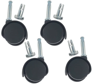 1-5/8英寸双轮黑色尼龙连帽脚轮和插入插头,4件套 — 第 1/4 张图片