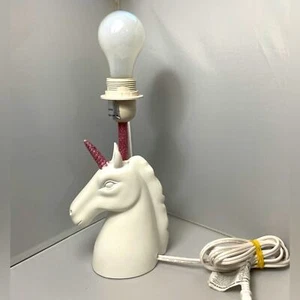 White & Pink Glitter Unicorn Electric Table Lamp WORKS - Picture 1 of 11