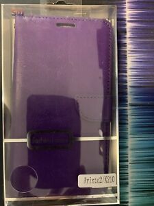 LG Aristo 2 Simple Purple Wallet Case Screen Glass Fashion Protection Cell