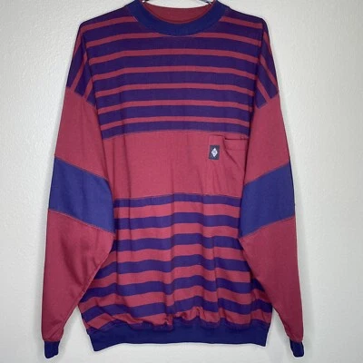 Vintage Members Only Men's Red Striped Crew Neck Pullover Sweater Sz XLXT - Image 1 of 4