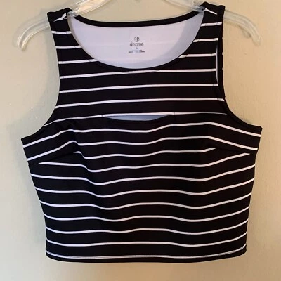 Blusa top corta a rayas blancas y negras talla grande decree para mujer Foto 1 de 4