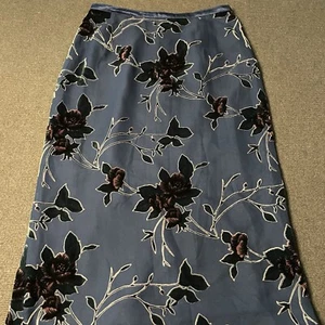 Anthea Crawford Skirt Blue Floral Silk Rayon Lined Womens Size 12 Formal Evening - Picture 1 of 11
