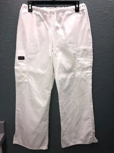 Cherokee Workwear Women's Drawstring  Small Petite Scrub Pant 4042P WHITE - Picture 1 of 3