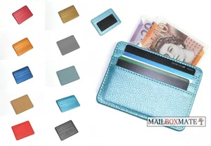 Schlanker Kreditkartenhalter PU Leder Mini Geldbörse Personalausweis dünner Halter Kreditkarte - Bild 1 von 16