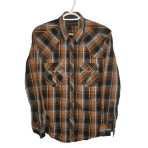 Rock & Roll Cowboy Long Sleeve Plaid Snap Front Button Up Label Reads Size Med - Picture 1 of 14