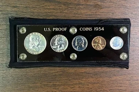 Gem! 1954, Franklin Proof Set, In A Capital Holder, WOW Cover