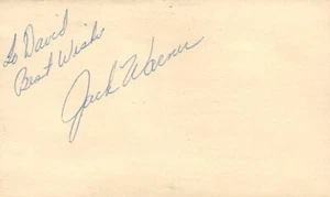 Postal gubernamental firmada de colección de béisbol Jack Warner con certificado de autenticidad JSA - Imagen 1 de 3