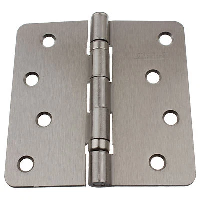 GlideRite 4" x 1/4" radius Ball Bearing Door Hinges Satin Nickel 4014-2BB-SN-1 - Image 1 of 2