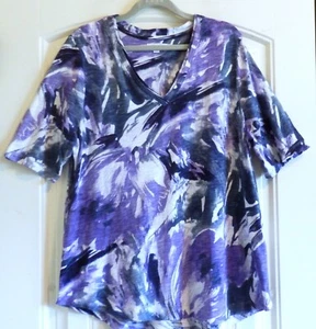 CHICO'S Women's Cotton Modal V-Neck Elbow Sl. Blouse Top T-Shirt Tee SZ 2 or L - Picture 1 of 3