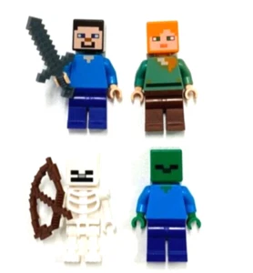 LEGO Steve Alex Zombie Skeleton Minifigure Lot of 4 Minecraft - Picture 1 of 2