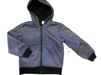 NUEVA Chaqueta con Capucha Tecnología Forrada Sherpa Cremallera Completa Gris Glory Desteñida Niños Talla XS (4-5)  Foto 1 de 4