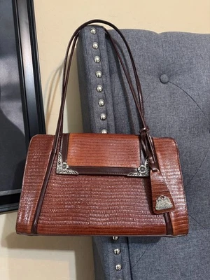 Bolso de hombro vintage MC Marc Chantal marrón con detalle de flores Foto 1 de 3