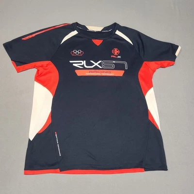 Ralph Lauren Shirt Men Large Black Red Racing Performance Tech Road Bike Jersey - Image 1 of 4