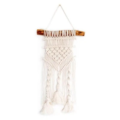 Kit da appendere a parete in macramè rovere massello - nappe e torsioni MWH016 - Immagine 1 di 3