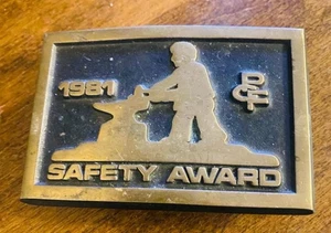 Rainbow Metals Bronze Hand Finished Seattle WA 1981 PCF Safety Award Belt Buckle - Picture 1 of 2
