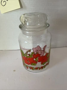 Vintage Strawberry Shortcake Storage Canister/Jar "Delicious" W/ Cat - Picture 1 of 3
