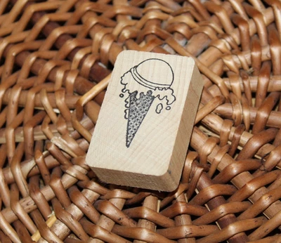 Sello de goma cono helado montado en madera DE COLECCIÓN [OOP] 19890 años 80 de colección diversión de verano Foto 1 de 4