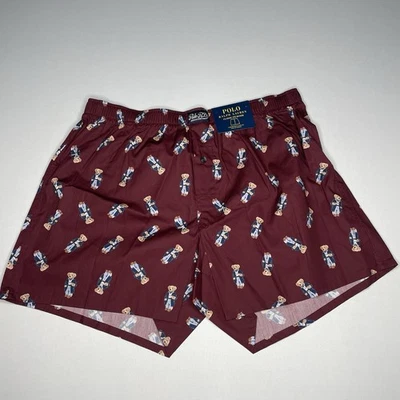 Polo Ralph Lauren Polo Bear Para Hombre GRANDE All Over Bear Boxers Borgoña Foto 1 de 4