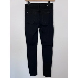 7 For All Mankind The High Waist Skinny Jeans Black Women’s 24 Stretch Denim 29” - Picture 1 of 7