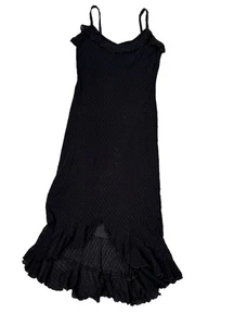 Vintage 90’s Betsey Johnson Swiss Dot Black Mesh Slip Dress Size Large - Picture 1 of 15